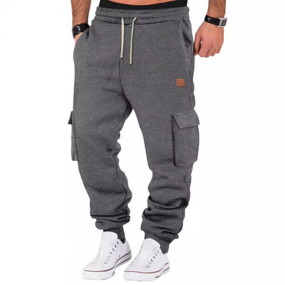 Solid Color Sports Multi-Pocket Sweatpants