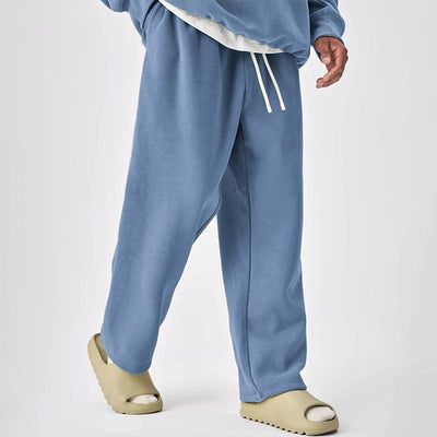 Solid Color Drawstring Elastic Waist Straight Leg Sweatpants