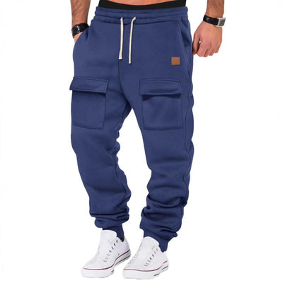 Sports Solid Color Multi-Pocket Sweatpants