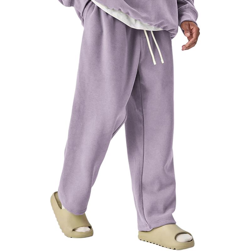 Solid Color Drawstring Elastic Waist Straight Leg Sweatpants