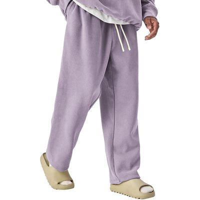 Solid Color Drawstring Elastic Waist Straight Leg Sweatpants