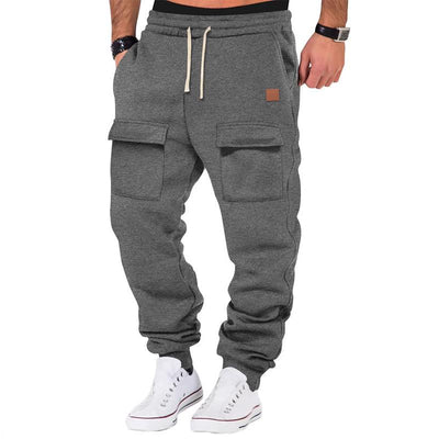 Sports Solid Color Multi-Pocket Sweatpants
