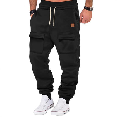 Sports Solid Color Multi-Pocket Sweatpants
