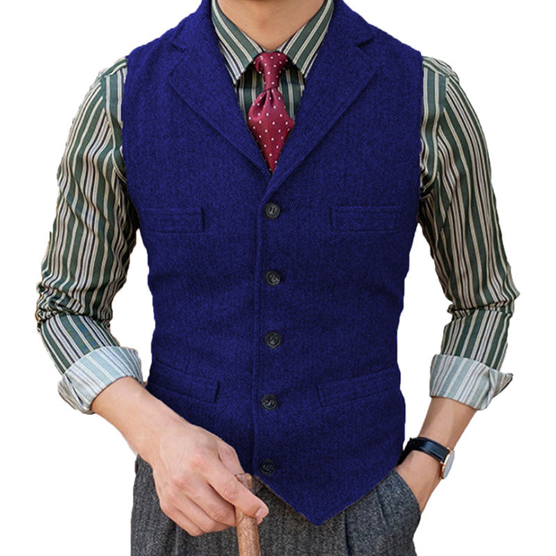 Vintage Classic Lapel Single Breasted Suit Vest